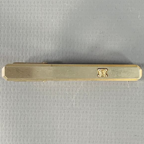 CELINE Silver Gold Metal Logo Tie Clip - Picture 1 of 2